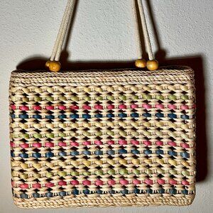 Multicolor Wicker Tote Bag